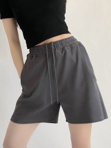 Quần Short Cao Cấp Phong Cách Đường Phố Cho Nữ Màu Xám Cotton Pha Có Túi Quần Ống Suông Hợp Thời Trang Và Giảm Béo