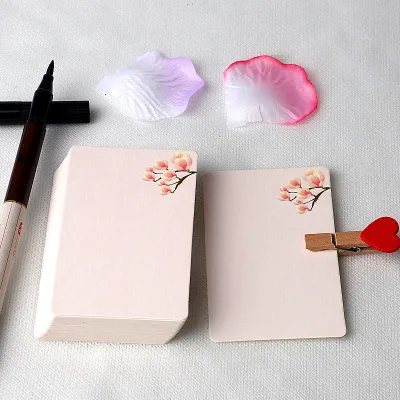20/40 ชิ้น Blank DIY การ์ดสไตล์จีนกระดาษขนาดเล็ก Word ดอกไม้รูปแบบการ์ดอวยพรสําหรับ Graffiti กระดาษคราฟท์สีขาว