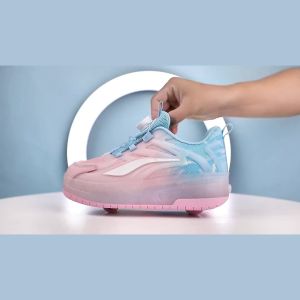 Heelys Girls New Mesh Internet Celebrity Childrens Flashing Light Skating Rotating Pulley Button Sneaker