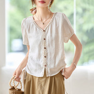 DAIXIANGFEIZI | Áo Sơ Mi Thoáng Khí Từ Vải Linen Cotton