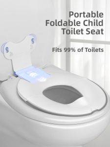 Portable Folding Childrens Toilet Seat Ring Travel Baby Potty Cover Cushion Circle Toilet Lid for Kids Age 2-6 ANQ MTD-1