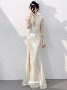 Champagne New Design High-end Modified Chinese Style Evening Dress