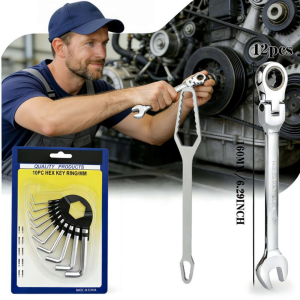 12-Piece Chrome Vanadium Steel Combination Wrench SetRust-Proof Hand Tools for Auto Repair & Household Use Practical Tool Gift