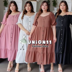 UNION11 - DRESS JUMBO WANITA LD 120 / BAJU JUMBO WANITA / MAXI JUMBO BAHAN CRINKLE / DRESS JUMBO WANITA MUAT BB 90 KG DAMIAN