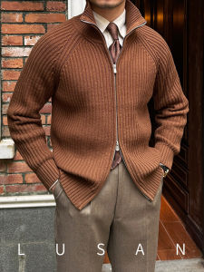 Slim Fit Commuting Warm Vintage Chunky Knit Mock Neck Sweater Jacket