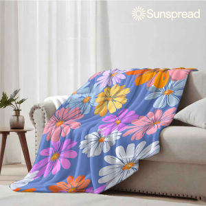 Beast Kingdom | Blue Base Color Daisy Soft Warm Flannel Blanket Lightweight Cozy Christmas Halloween Home Decor Room