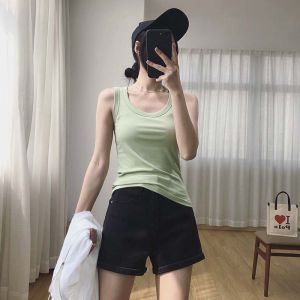 Inner Handy Gadget! Spaghetti-Strap Strap Wide Vest Womens Design Niche American Style Vest Sleeveless Top