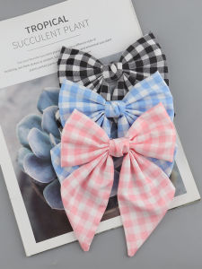 Fashionable Checkered Butterfly Knot Hair Clip Korean Style Girls Hair Accessories Top Clip Fabric Art Clip