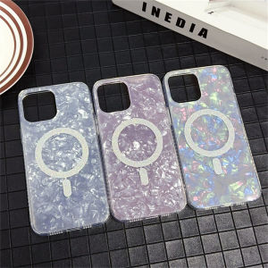Magnetic Case for iPhone 12 13 14 15 16 Pro Max 14 15 16 Plus iPhone 11 [Compatible with Magsafe] Clear Floral Flower Print Design Flexible Acrylic Bumper Protective Shockproof Case for iPhone 12/12 Pro