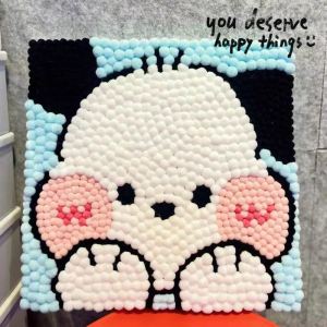 Childrens DIY Handmade Cotton Candy Dog Ball Painting Material Kit Stick-on Decal Sticker Unframed Cartoon Artwork