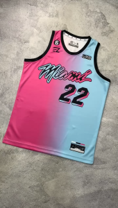Jersey Jimmy Butler Miami Heat 22 VICE VERSA BLUE PINK - Swingman Bola Basket NBA Baju Kaos T-Shirt Tshirt Atasan Costum Kostum