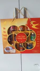 Hộp quà tặng 10 hũ x70ml yến chưng sẵn Hoàng Việt Khánh Hòa  kiểu dáng hộp hoa mai  set quà biếu 20/11 20/10 8/3 quà tặng mẹ tặng cô giáo
