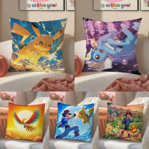Bandai | Pokemon Lugia Anime Plush Pillow Cover Soft Short Plush Cushion Cover For Sofa Bedroom Home Decor Gift Decoration