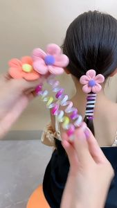 Karet Rambut Spiral Bunga Daisy Fashion Anak Anak Remaja Aksesories Ikat Ulir Lucu Warna Pastel