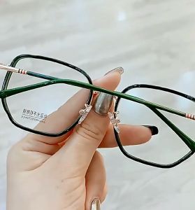GS Japan Reading Eye Glasses for Women with Degrees HD Lens Magnifying Anti Radiation Anti Blue Ray Replace Lens Square Oversized Fashion Green Vintage Korean Style Reading Glass Lady Original B264