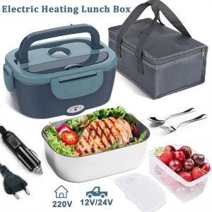 Electric Heated Insulated Lunch Box with Removable Stainless Steel Container Portable Food Warmer for Car Office School
