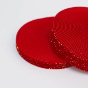 5 Yards Red Black Velvet Ribbons Multi-size Christmas Gold Glitter Webbing for DIY Gift Box Packaging Home Wedding Party Decor
