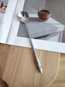 Elegant Long Handle Stainless Steel round Spoon Coffee Stirring Spoon Dessert Spoon Rice Spoon High Quality Dining Utensils