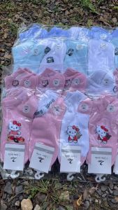 ถุงเท้าผู้หญิงลายการ์ตูน พีวีซีฟรีไซร์ 10คู่/แพ็ค