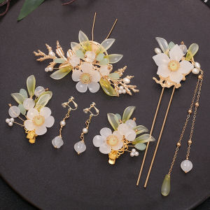 Headdress for Han Chinese Clothing Tassel Step Shake Hair Pin Hair Comb Full Set of Super Fairy Minimalist Daily Hairpin Earrings Antique Hair Accessories Suit