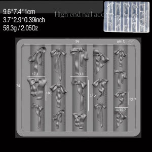 1Pcs 3D Kawaii Bow Dot Silicone Nail Art Mold Ball Bowtie Shaped Gel Carving Nails Template DIY Bowknot Decor Manicure Stencils