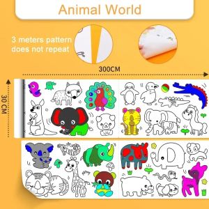 Children Drawing Roll Sticky Coloring Paper Roll DIY Painting Toy Color Filling Paper Graffiti Scroll for Kids Educational Toys