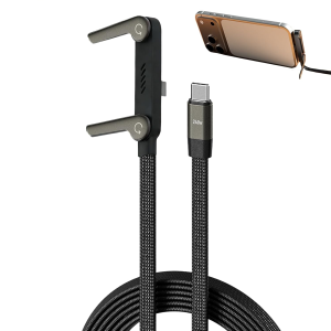240W Braided Fast Charge Cable 90° Right Angle Type-C to Type-C Cord Durable Foldable Charger Cable with Adjustable Phone Stand