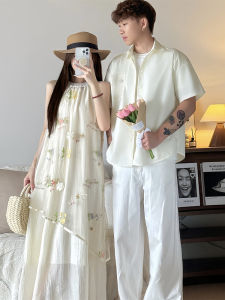 XILANDUO | French Summer Couple Set Sleeveless Neck-Hanging Loose Dresses