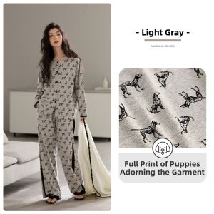 JIALEFEN | Cotton Long Sleeve Womens Pajamas Autumn Spring Loungewear Plus Size