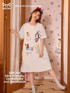 MiiOW | Cotton Short Sleeve Padded Loose Cartoon Printed Wearable Loungewear