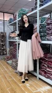 225Cly Mesh Skirt Womens White Yarn Skirt 720 Degrees Large Swing Square Dance Sand Skirt Dance Show A- line Dress