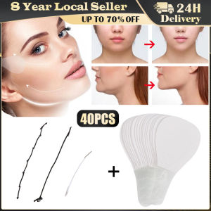 40Pcs/Set Instant Invisible Face Stickers V-Shape FaceSagging Skin Lift Up Facial Thin Line Wrinkle Fast Chin Adhesive Tape Neck Eye Double Chin Lift V Shape Refill Tapes Thin Makeup Facelifting Patch Adhesives Ban