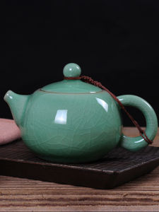 Longquan Celadon Xishi Purple Clay Teapot Tea Set Ge Kiln Teapot Ceramic Single Pot with Strainer Teapot 200ml Ice Crack