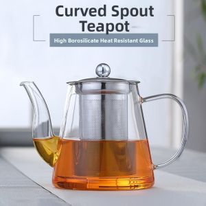 Thick Heat-Resistant Glass Teapot with Stainless Steel Filter Tea Set