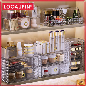 Locaupin Bedroom Wardrobe Storage Cosmetic Makeup Brush Holder Organizer with Lid Rotating Dustproof Makeup Brushes Organizer for Vanity