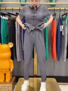 New Summer Mens Cheongsam Two-Piece Set Comfortable Soft Versatile Trendy Ethnic Style Button-Up Loose Fit Casual Wear