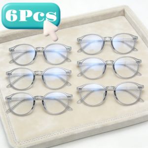 6Pcs Classic Oval Anti Blue Light Eyeglasses Reading Books Vintage Glasses for Women and Men Replaceable Lens Computer Eyewear