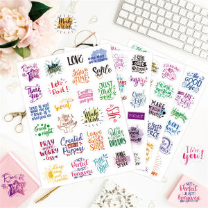 Motivational Sentence Stickers DIY Handwritten Colorful Texts Scrapbooking Materials Decorative Paper Crafts Business Supplies