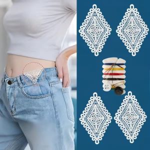 10Pcs New Hand-Sewn Invisible Waistband Extension Patch Embroidered Floral Design Hollow Lacework Adjustment Waist Expanders
