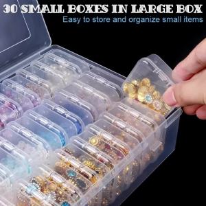 Plastic Organizer Box Small Bead Organizer Cases Mini Clear Bead Storage Container Box with Hinged Lid for DIY Jewelry Supply