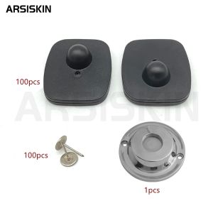 100pcs Anti Theft Tags Rf 8.2Mhz Mini Square EAS Retail Security Clothes Hard Tags for Garment Shop Supermarket with Pins Unlock