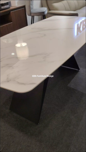 (FREE Installation+Shipping) KBS Safeya 6FT Dining Table Sintered Stone High Grade Dining Table Rectangle White Sintered Stone Top / 180L x 90D x 75H cm
