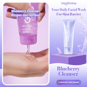 Glad2Glow Blueberry Ceramide Low pH Gel Cleanser facial wash skincare face wash sabun cuci muka cleansing balm exfoliating exfoliasi wajah sabun muka pembersih wajah Memperbaiki penghalang kulit tetap terhidrasi wajah bersih G2G g2glow official store