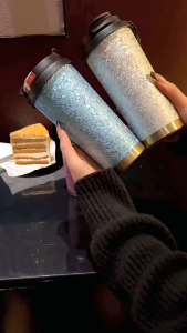 SUS316 แก้วสแตนเลสเก็บอุณหภูมิ 530ml ( 18oz ) แก้วกาแฟ มีฝาปิด มีสายคล้อง พกพาสะดวก