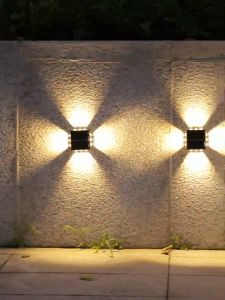 Vimite 10/16 Led Warm White Wall Light On Four Sides Illuminated Outdoor Waterproof Courtyard Garden Fence Villa Wall Washing Night Light