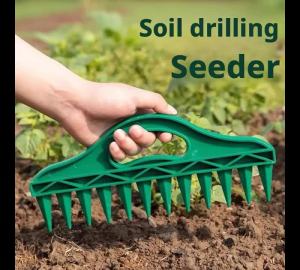 Garden Seeder Tool Manual Seeds Spreader Soil Puncher Seed Spacer & Soil Loosener for Easy Planting