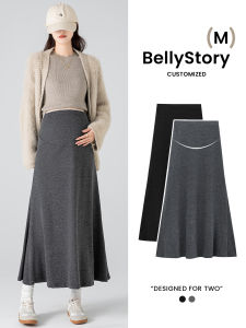 Váy Dài Chữ a Màu Xám Thời Trang Cho Bà Bầu Váy Đuôi Cá Dài Đỡ Bụng Váy Kiểu Pháp Cho Phụ Nữ Mang Thai Mùa Thu Đông