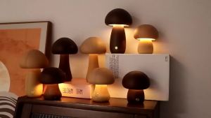 Rechargeable Touch  Mushroom Table Lamp Portable Bedroom Bedside Night Light Cute Small Dimmable Desk Lamp for Home Decoration
