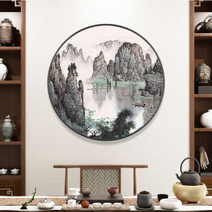 New Chinese Style round Entrance Decorative Painting Landscape Wall Art Corridor Hall Living Room Hanging Artwork Modern Simplicity