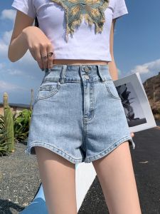 High Waist A-Line Mini Shorts Womens Summer New Style Irregular Design Denim Shorts Ultra Short Spicy Hot Pants Thin Denim
